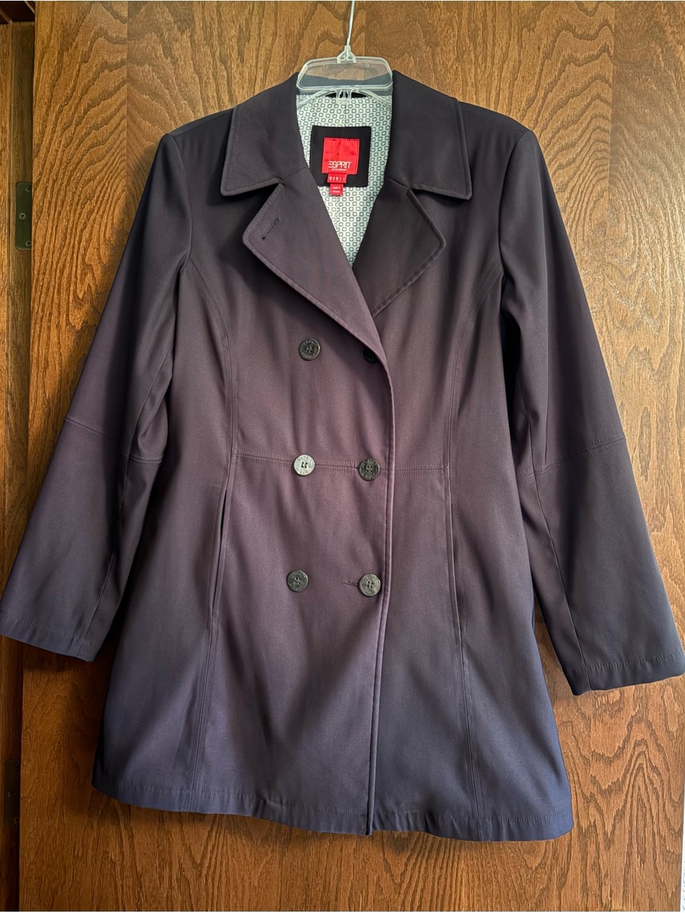 Esprit Women's Double-Breasted Black Rain Coat
